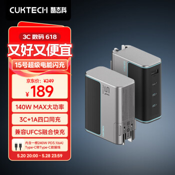 CukTech 酷态科 15号 140W氮化镓四口充电器 3C1A ￥188.06