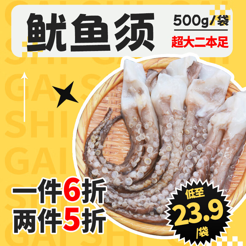 gaishi 盖世 冷冻鱿鱼须 500g 23.95元（需买2件，共47.9元）