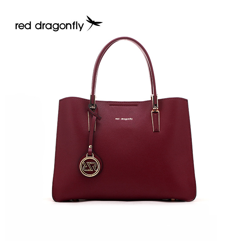 红蜻蜓 牛皮手提包2025新款大容量手提包红色新娘婚包女士妈妈包 329元