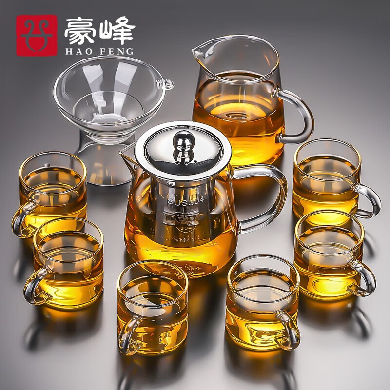 豪峰 经典 整套耐热加厚玻璃功夫茶具套装家用茶壶盖碗茶杯 48.93元