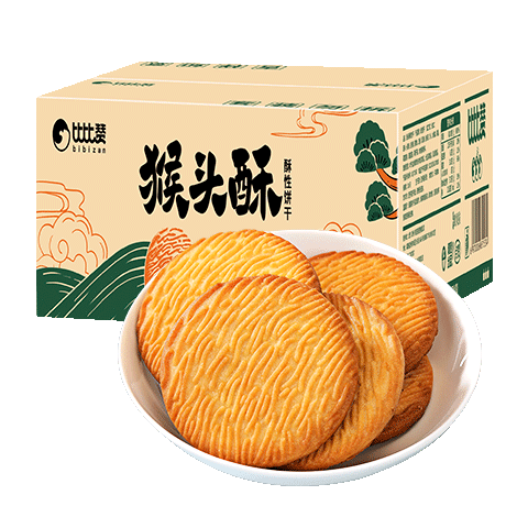 比比赞（BIBIZAN）猴头酥饼干1000g整箱 7.9元