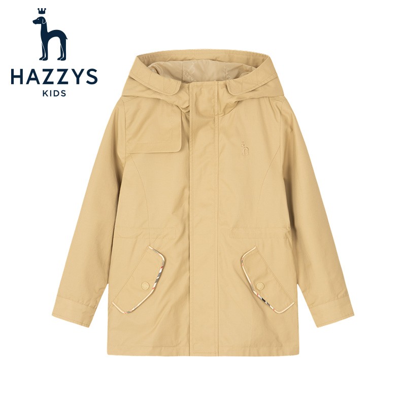 PLUS会员：HAZZYS 哈吉斯 男童简约风衣 浅卡其 160 191元包邮（需用券、需凑单