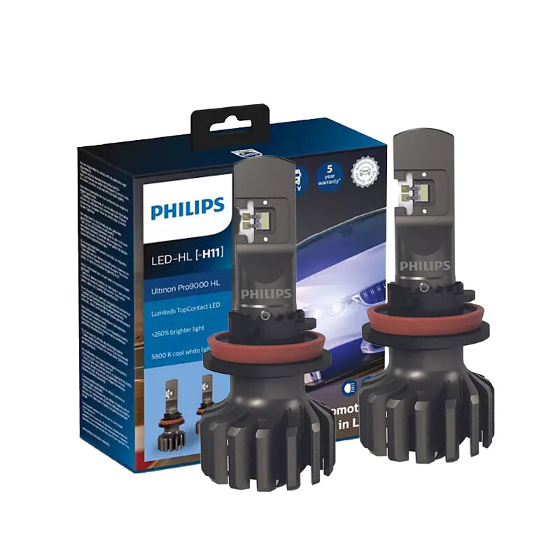 PHILIPS 飞利浦 极昼光LED H11汽车灯泡大灯近光灯远光灯2支装 增亮350% 747.12元