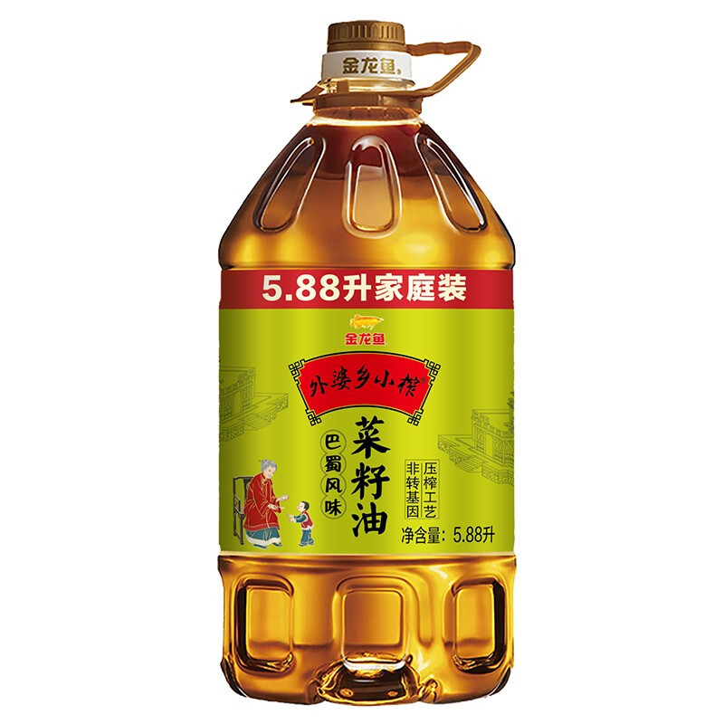 金龙鱼 外婆乡小榨 菜籽油 巴蜀风味 5.88L 72.17元