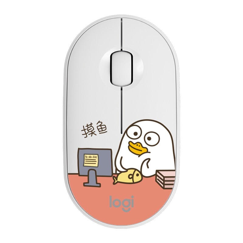 logitech罗技pebble小刘鸭24g蓝牙优联双模无线鼠标1000dpi小刘鸭摸鱼