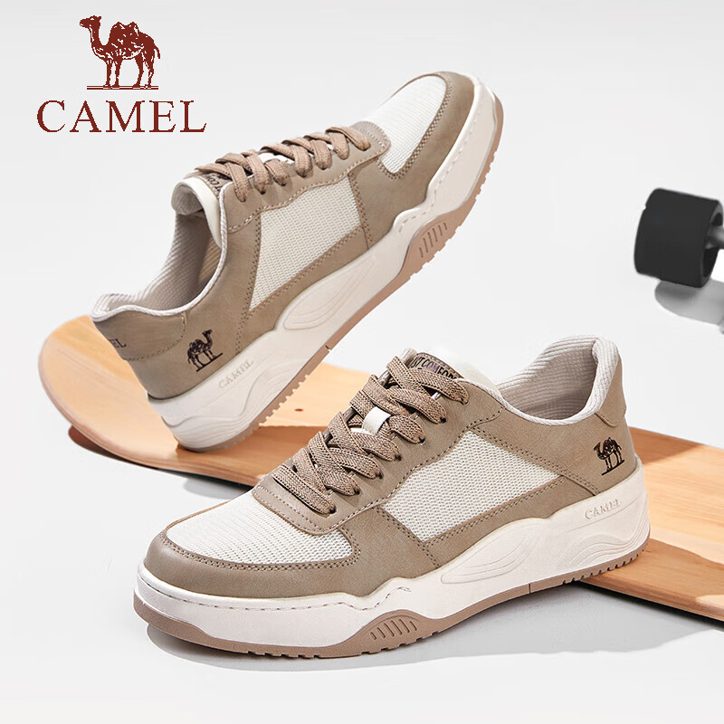 CAMEL 骆驼 男鞋 2024夏季新款时尚透气板鞋撞色拼接厚底舒适复古休闲鞋 G14M136691 深蓝/米白/驼色 42 259元（需用券）