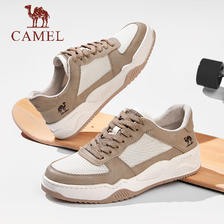 CAMEL 骆驼 男鞋 2024夏季新款时尚透气板鞋撞色拼接厚底舒适复古休闲鞋 G14M13