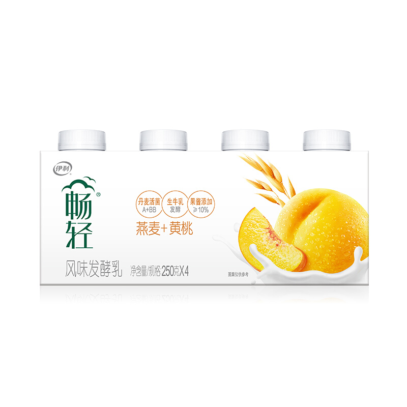 yili 伊利 畅轻低温酸奶 0添加 燕麦黄桃250g*4 风味发酵酸牛奶 12.68元（需买6