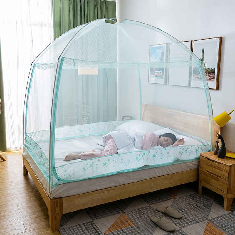 AVIVI 艾薇 蚊帐免安装蚊帐家用双人床清新蓝 1.5米床适用 34.9元（需用券）
