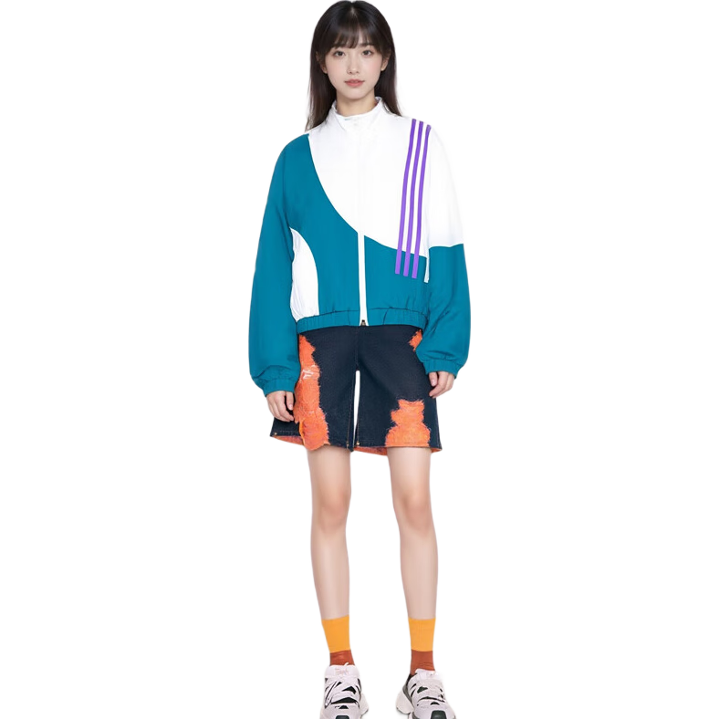 adidas 女装秋季运动休闲服梭织宽松夹克外套HF7327 白 M 99元