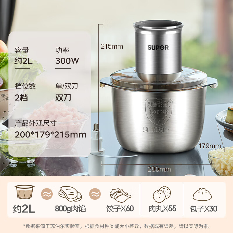 苏泊尔 绞肉机家用 绞馅机 碎肉机 电动多功能料理搅拌打肉饺子肉馅蒜蓉机
