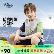 Disney 迪士尼 童装儿童男童短袖套装抑菌凉感T恤中裤两件套24夏DB421AA03藏120 