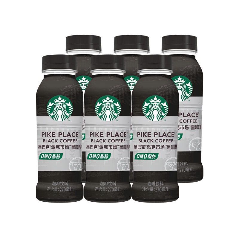 STARBUCKS 星巴克 派克市场 黑咖啡 0糖0卡0脂肪 即饮浓咖啡饮料临期特价 270*6