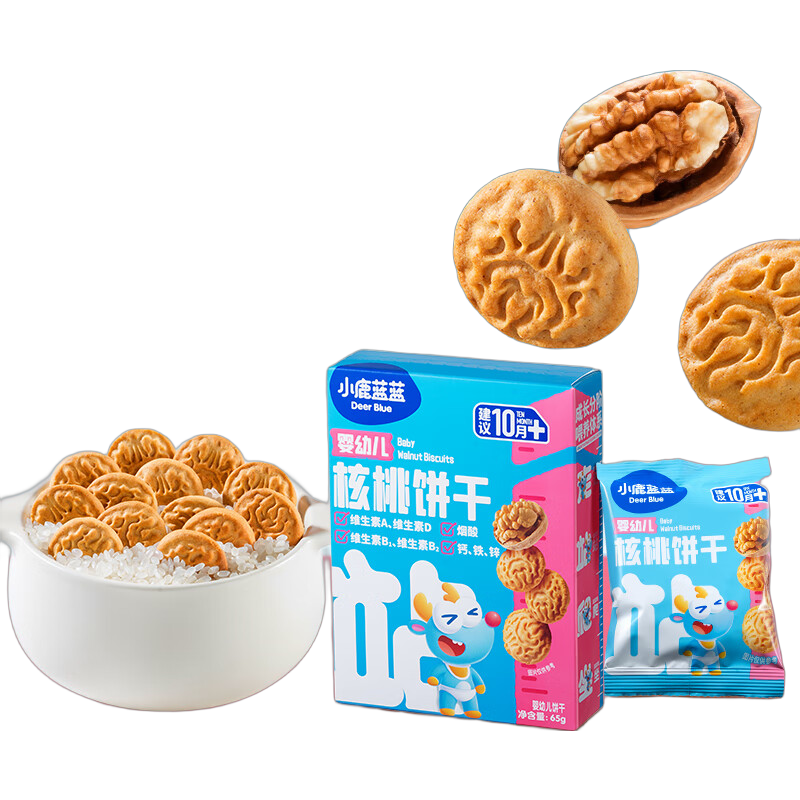 小鹿蓝蓝 婴幼儿核桃饼干新疆核桃 四盒 25.35元(需用券)