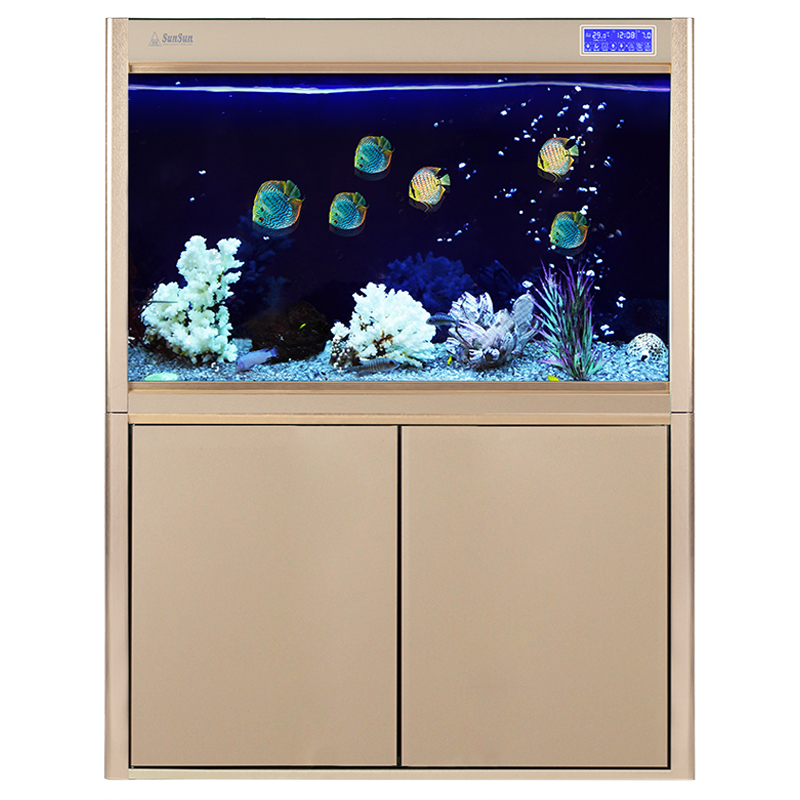 sunsun 森森 0(免费入户安装)超白玻璃鱼缸水族箱大型鱼缸客厅落地底