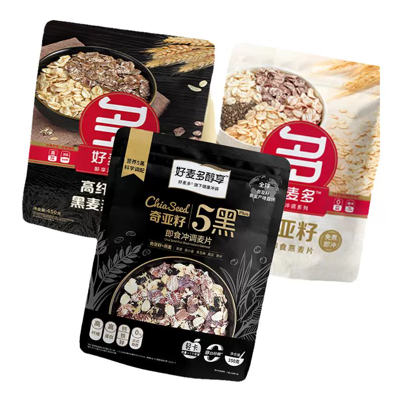 HONlife 好麦多 奇亚籽5黑燕麦片 350g*1袋 ￥9.85