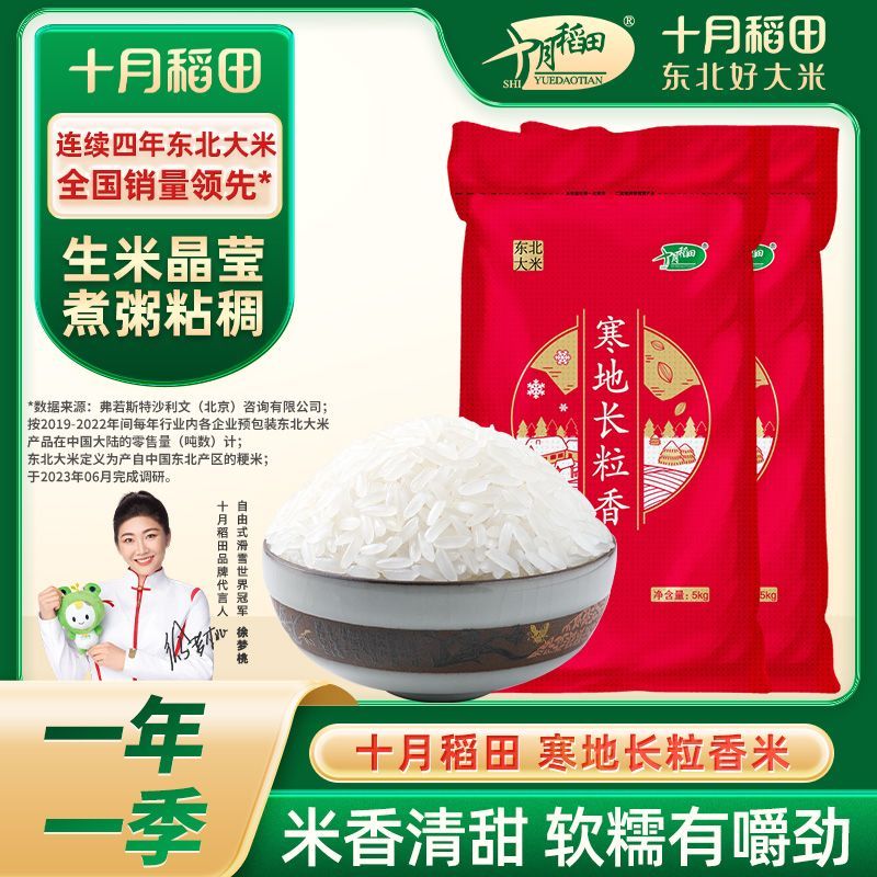 百亿补贴：SHI YUE DAO TIAN 十月稻田 长粒香米5kg东北米粳米东北大米10斤真空 2