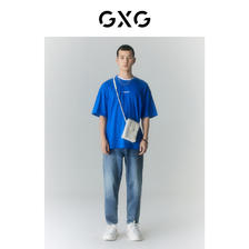 GXG 男装 商场同款寻迹海岛系列圆领短袖T恤 2022年夏季新款 蓝色 165/S 66.75元