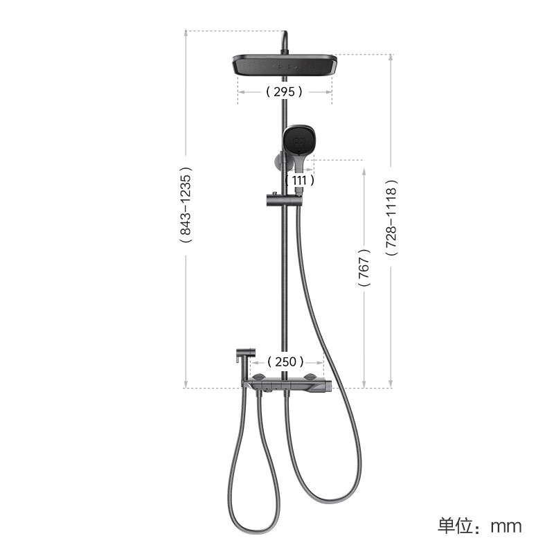 PLUS会员：JOMOO 九牧 36602 枪灰色钢琴按键花洒 1329元（双重优惠）