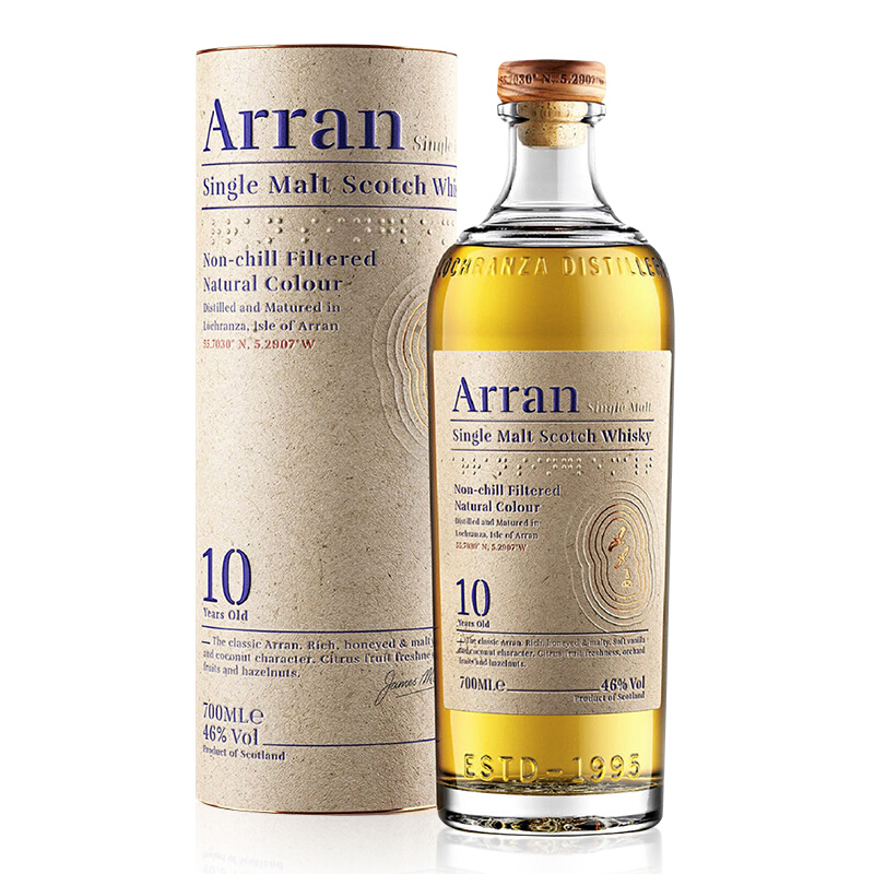 Arran 艾伦 10年 单一麦芽 苏格兰威士忌 46%vol 700ml 284元