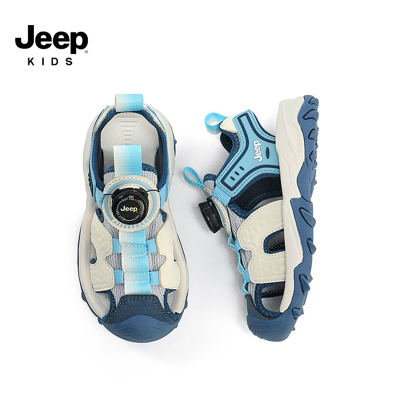 Jeep 吉普 儿童镂空防滑沙滩鞋 白/蓝 88元（需用券）