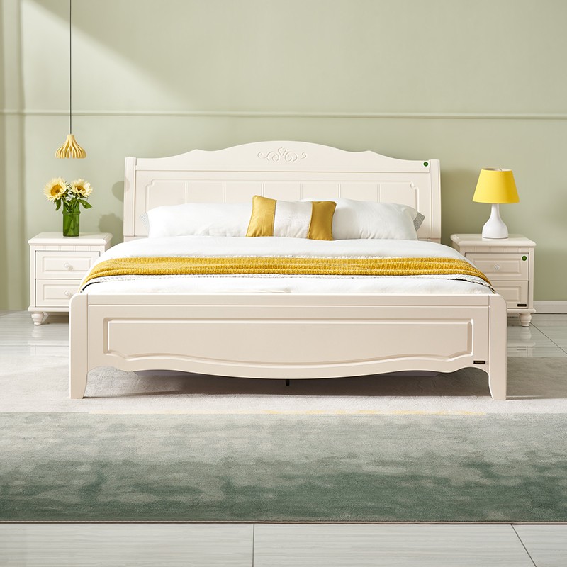 quanu 全友 家居 床韩式田园双人床主卧室家具框架床120622 床 床头柜