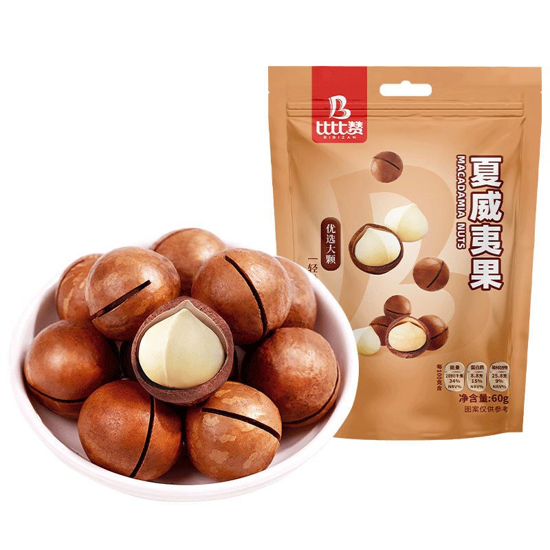 plus会员:比比赞（BIBIZAN）夏威夷果奶香味60g 4.84元