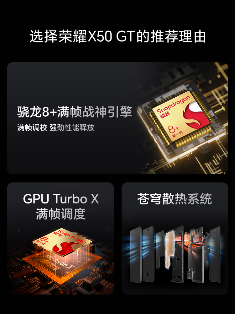 荣耀 HONOR X50 GT 智能5G手机骁龙8+满帧战神引擎 苍穹散热系统 5800mAh超长续航 