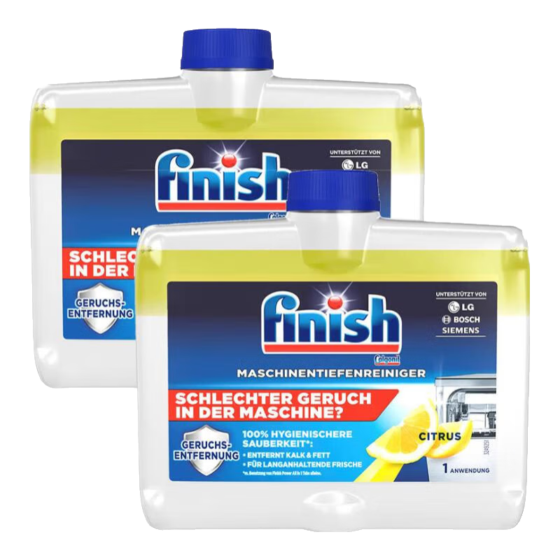finish 洗碗机清洁剂 柠檬味 250ml*2瓶 33.5元（需用券）