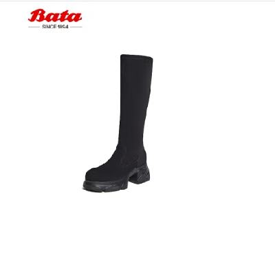 PLUS会员：Bata 拔佳 女士显瘦增高百搭弹力长筒靴 UJR03DG4 453.55元 包邮（需领