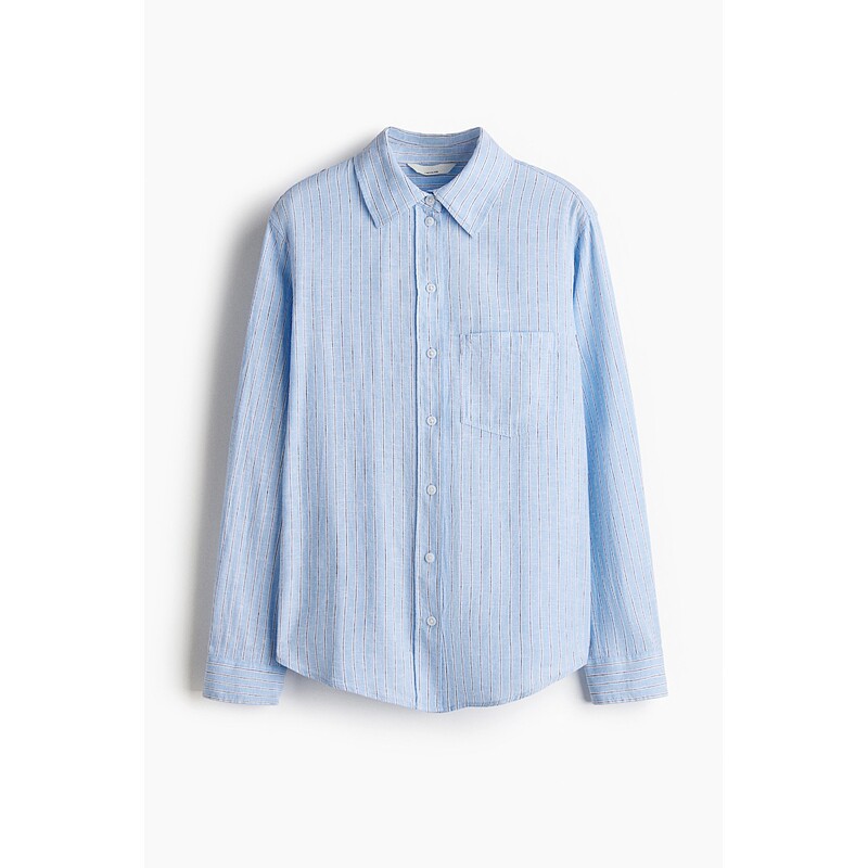 H&M HM女装衬衫2026夏季新款高质感户外出游通勤亚麻混纺衬衫1213682 176元（需