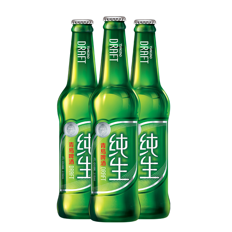 TSINGTAO 青岛啤酒 水晶纯生低温慢发酵鲜啤酒 316mL 24瓶+福禧罐10度 500mL 4罐 105