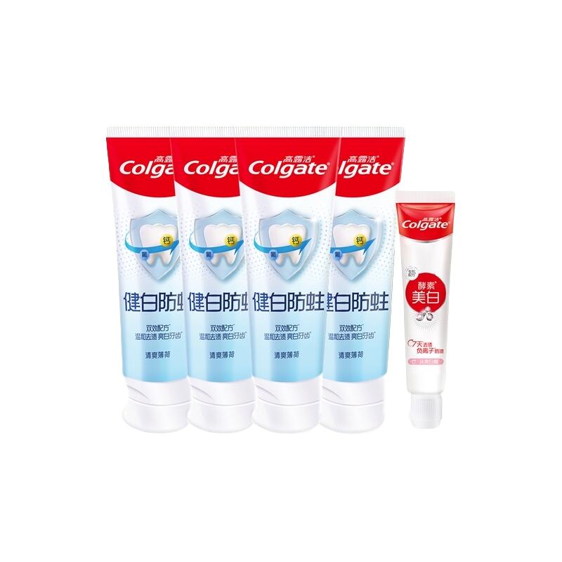 淘金币可用、88VIP：高露洁 牙膏健白健齿防蛀牙膏 90g*4+40g 14.47元（需用券，