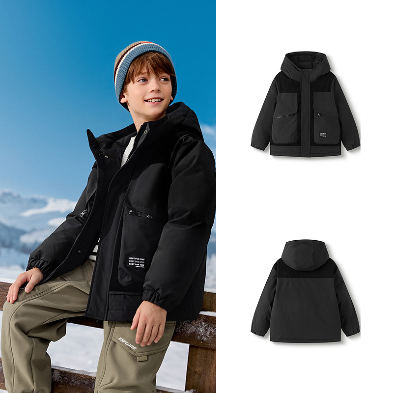 移动端：巴拉巴拉 童装男童羽绒服2025新款加厚保暖外套防泼水冬假两件儿