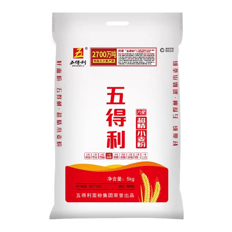 五得利六星超精小麦粉5kg10斤白面通用面条面粉包子馒头大饼 ￥15.9