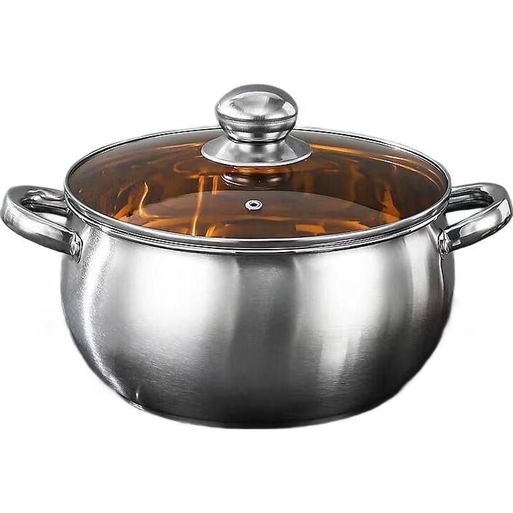 不锈钢汤锅电磁炉炖锅家用加厚双耳煲汤锅 20cm汤锅有盖 3.75元(需领券)