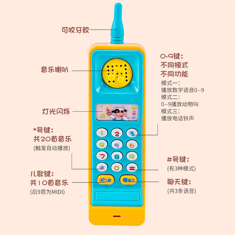 智慧鱼 奇森 宝宝早教玩具电话机 7.99元 - 线报酷