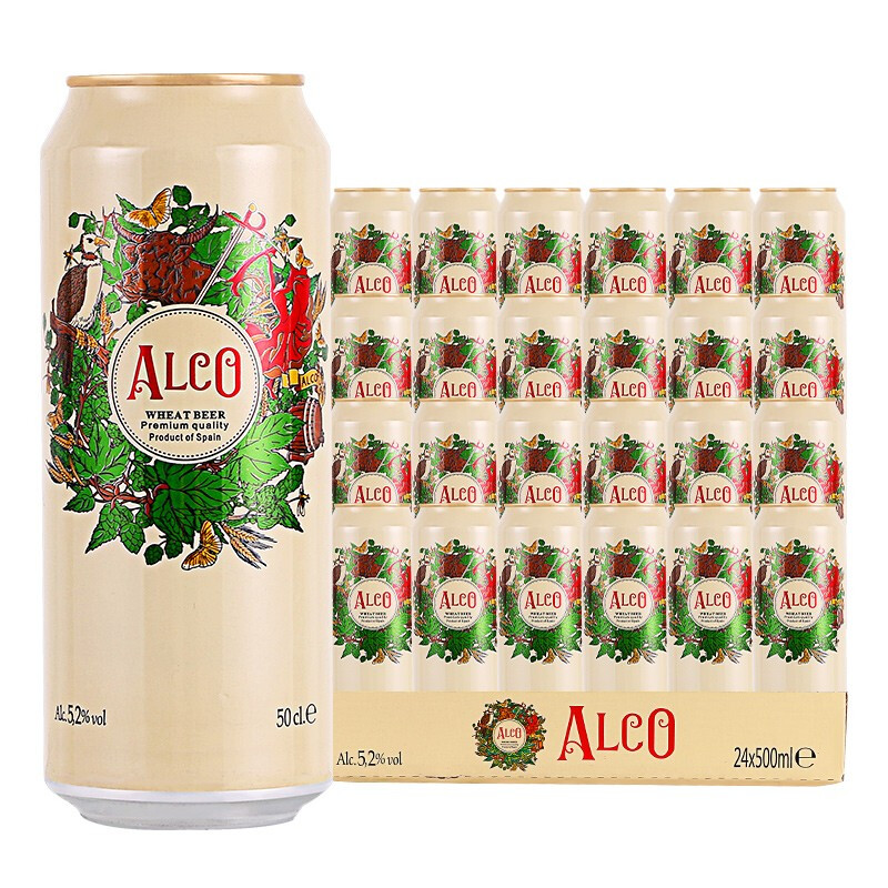 ALCO 阿尔寇 欧洲原装进口白啤小麦啤酒整箱临期 阿尔寇白啤 500mL 24罐 92.3元
