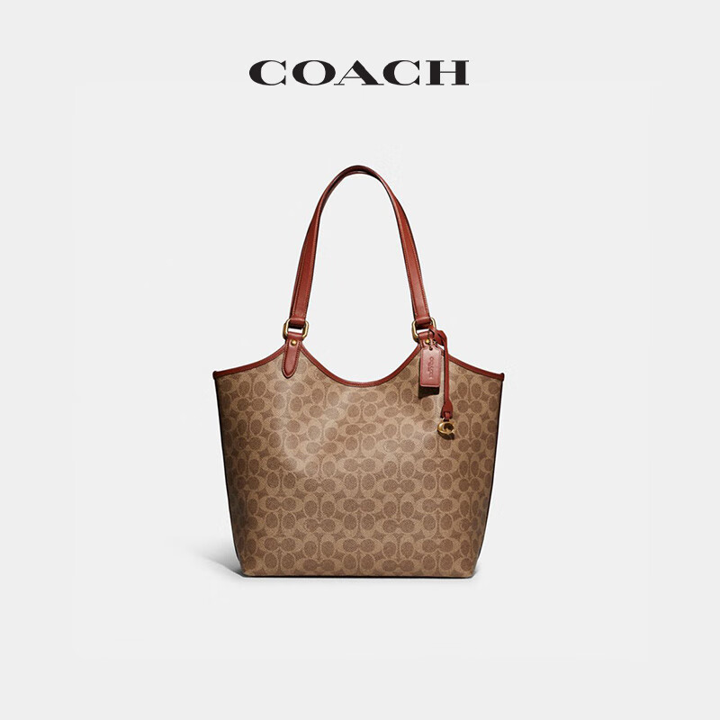 COACH 蔻驰 经典标志DAY 单肩斜挎女包B4/棕黄色 锈红色 ￥1589