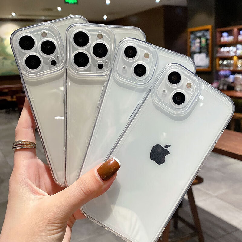 昊穆 适用iPhone14pro透明直边精孔苹果12天使眼透明手机壳全包防刷 8.52元（需