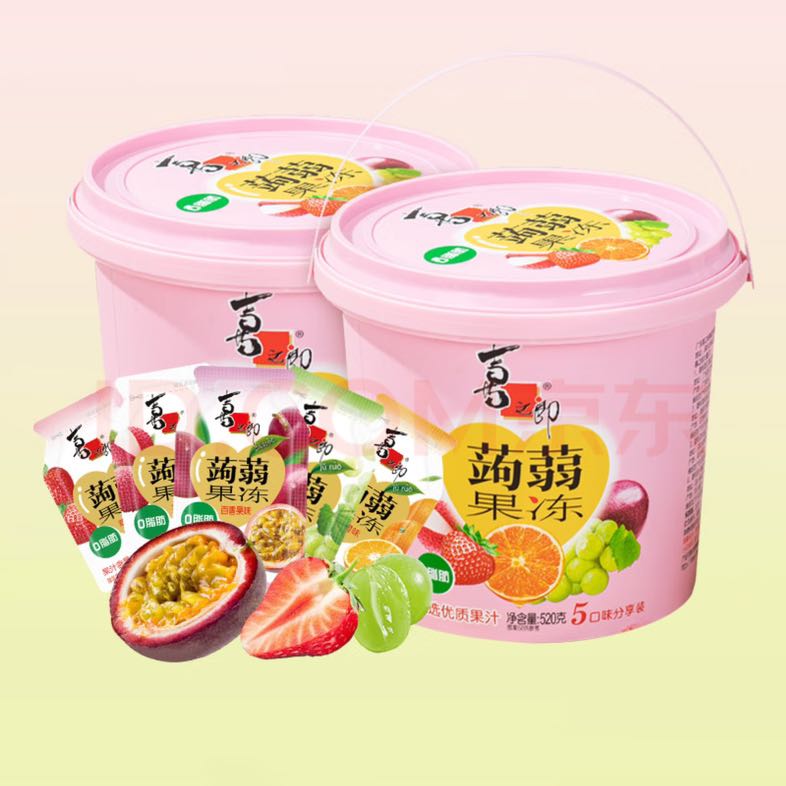 XIZHILANG 喜之郎 蒟蒻果冻 0脂果汁果冻 5口味520克每罐装 休闲儿童节礼物大礼