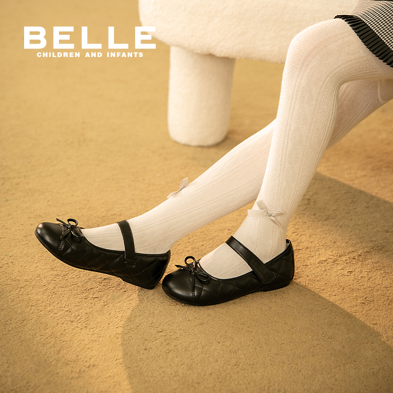88VIP：BeLLE 百丽 童鞋儿童黑皮鞋秋季新款时尚单鞋小女孩公主鞋女童软底鞋 