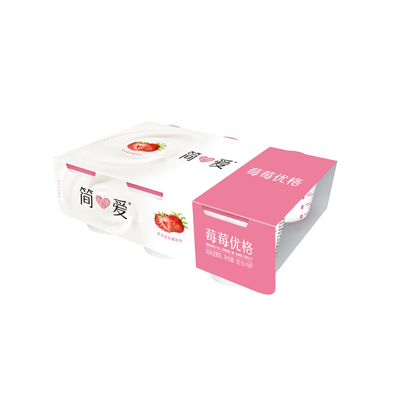 再降价，需首购:简爱 草莓味优格酸奶90g*6杯*3件 44.82元（返2元京豆，低至14.