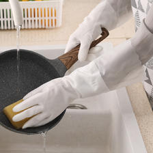 卡维瑞 家务加绒加厚洗碗手套秋冬女防水防油洗衣服耐磨耐用型厨房家用男