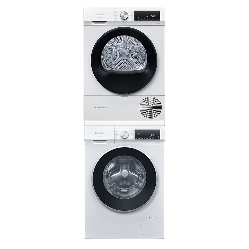 618预售、PLUS会员：SIEMENS 西门子 iQ300 10+10kg洗烘套装 热泵速烘 WG52A100AW+WQ55A2D