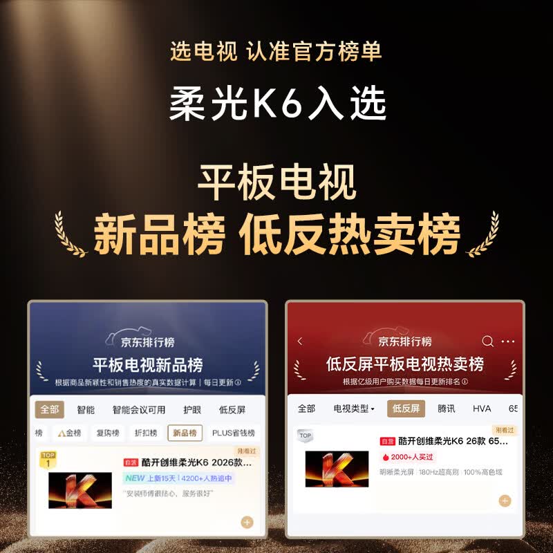 酷开 98P5H 288Hz高刷 98英寸 液晶平板电视+普通挂架送装一体 4765.35元 - 线报酷