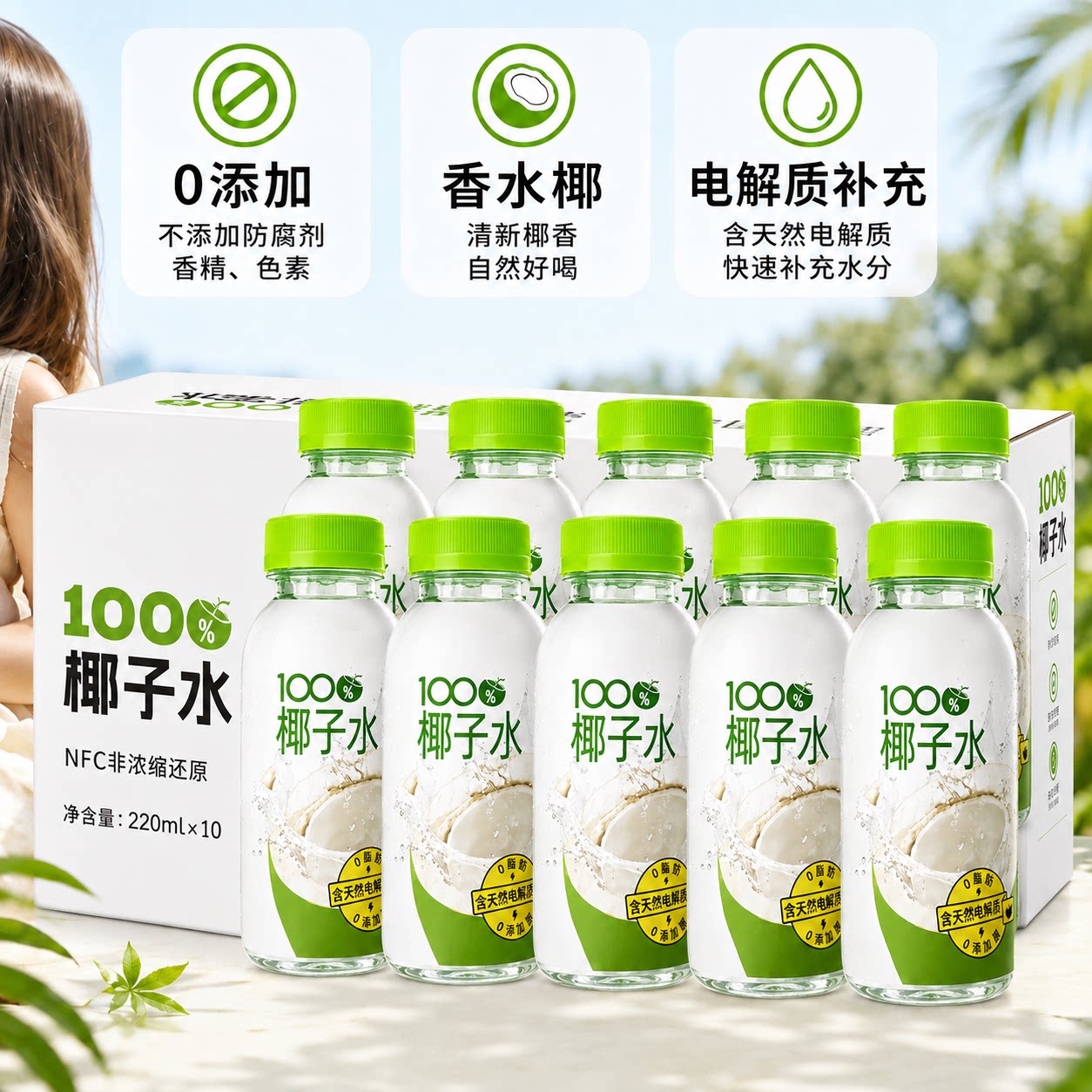 浪漫演绎 百分百纯纯椰子水245ml*10瓶 19.27元
