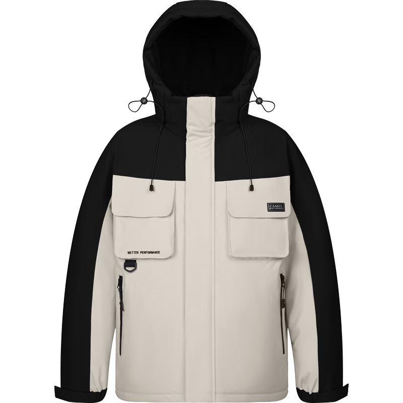 骆驼 巡野工装羽绒服男士短款鸭绒户外运动防风外套冬季M13CR07096 309元