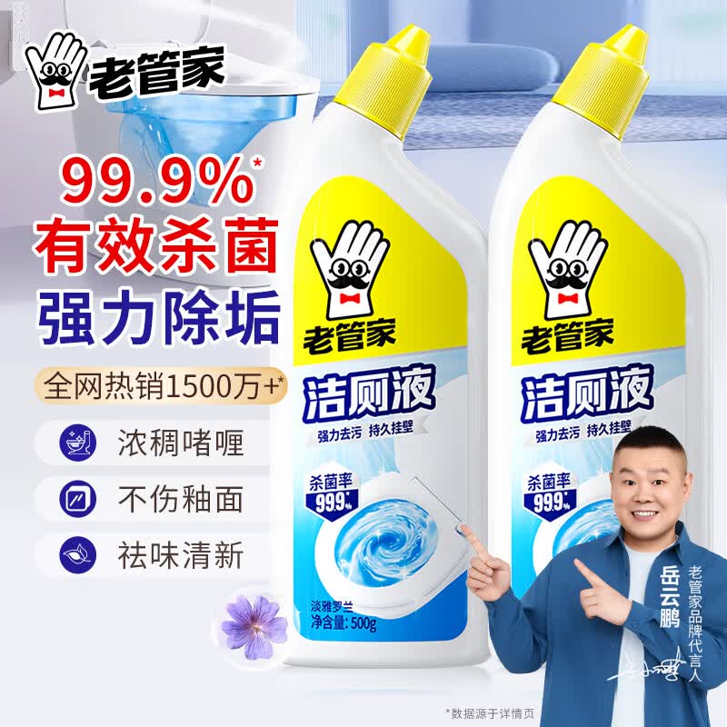 老管家 洁厕灵液马桶清洁除菌卫生间强力除垢除臭去异味家用清香型 除垢清香型500ml*2瓶 4.9元 - 线报酷