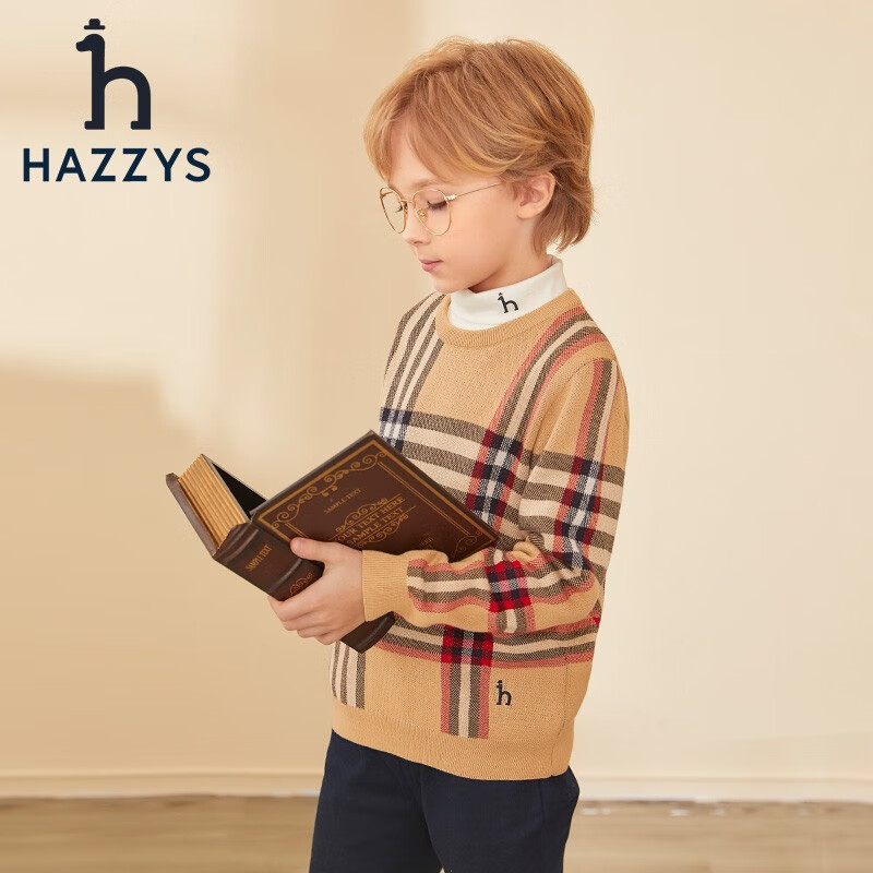 HAZZYS 哈吉斯 品牌童装儿童男童秋新款套头线衣平顺柔糯舒适柔软男童套头